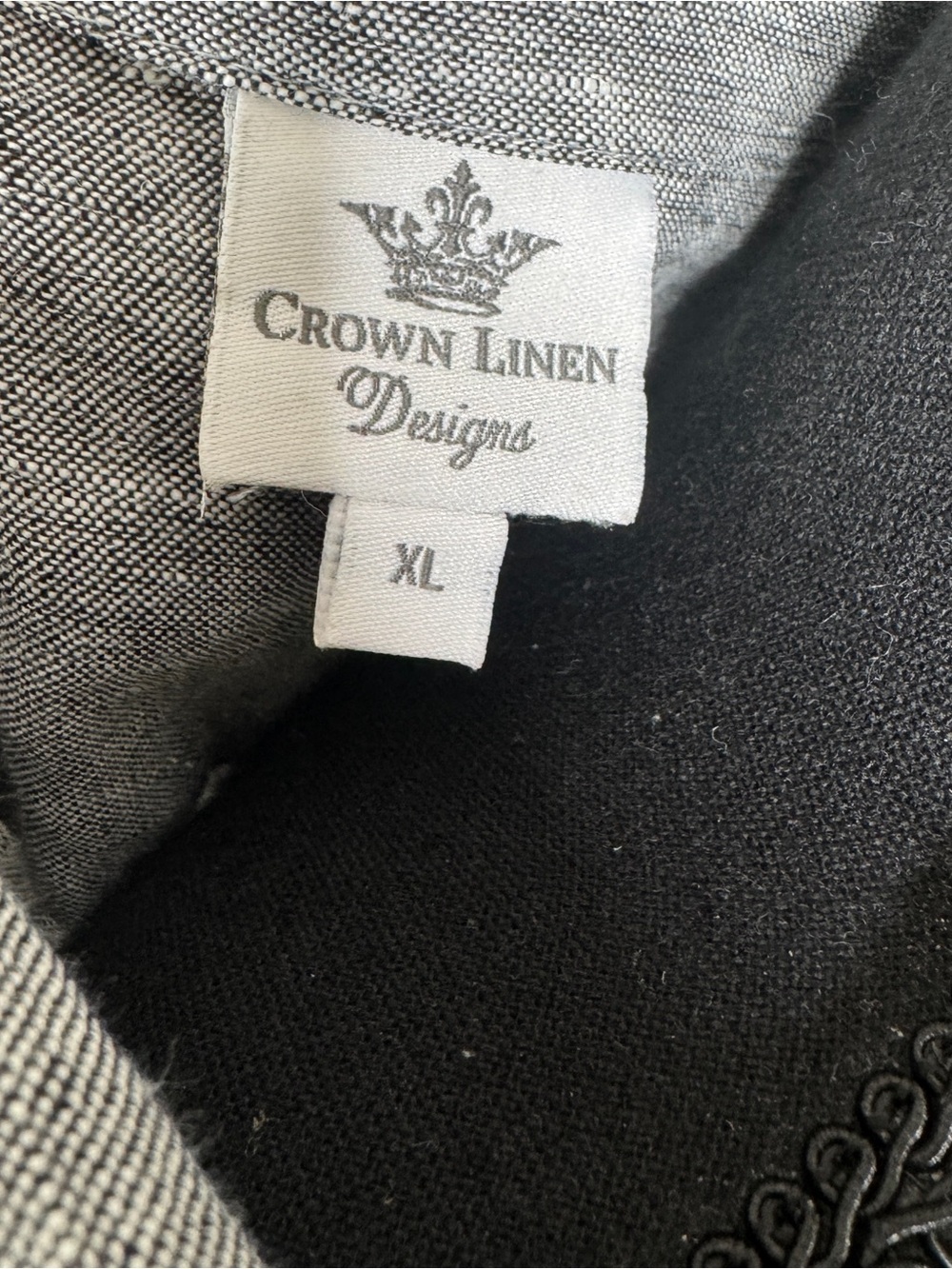 Crown Linen Designs 100% Linen Long Shirt Dress Button Front XL Gray - Picture 6 of 8